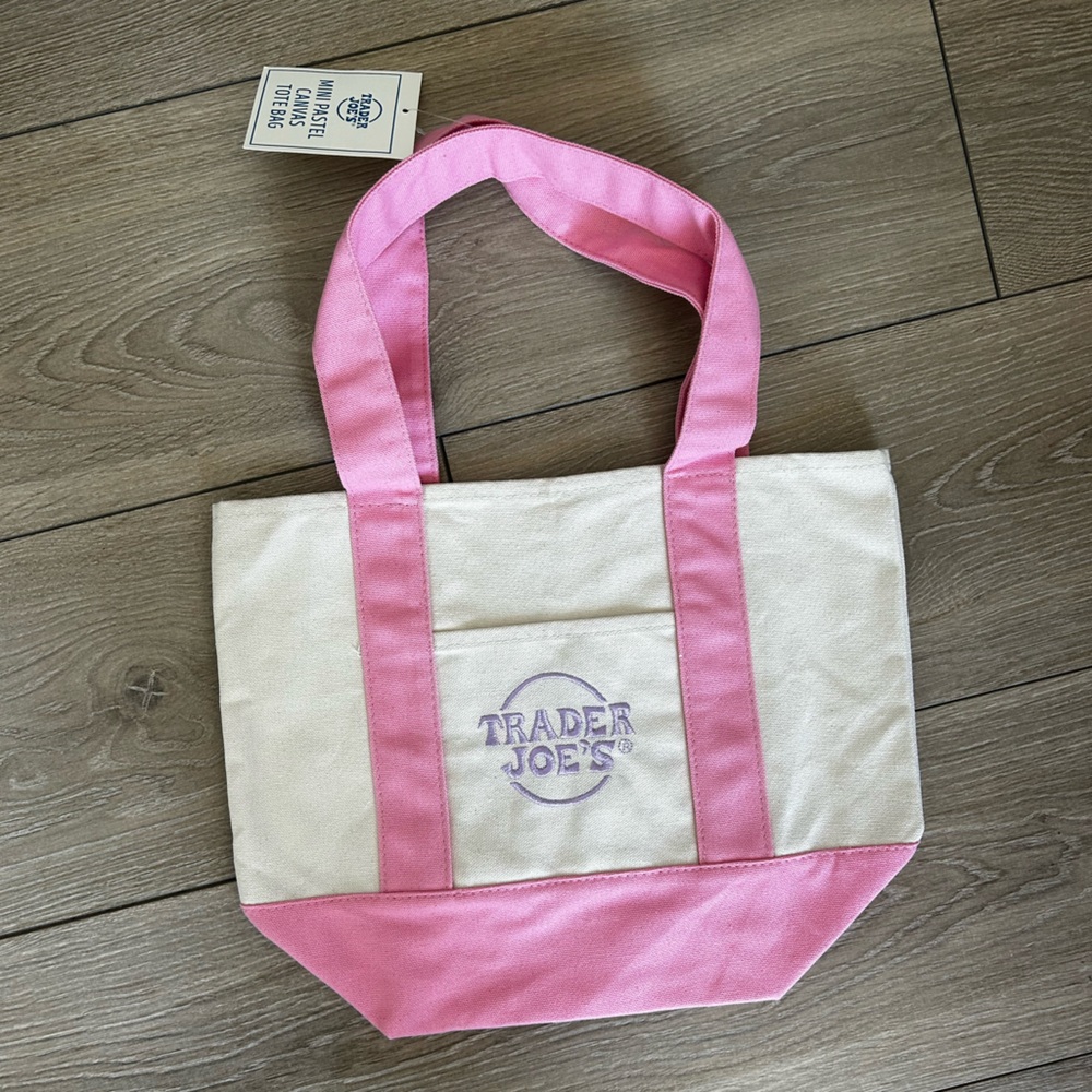 Trader Joe's Pink and Cream Tote Bag